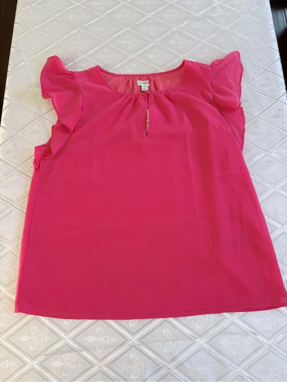 J. Crew Hot Pink Flutter-Sleeve Blouse